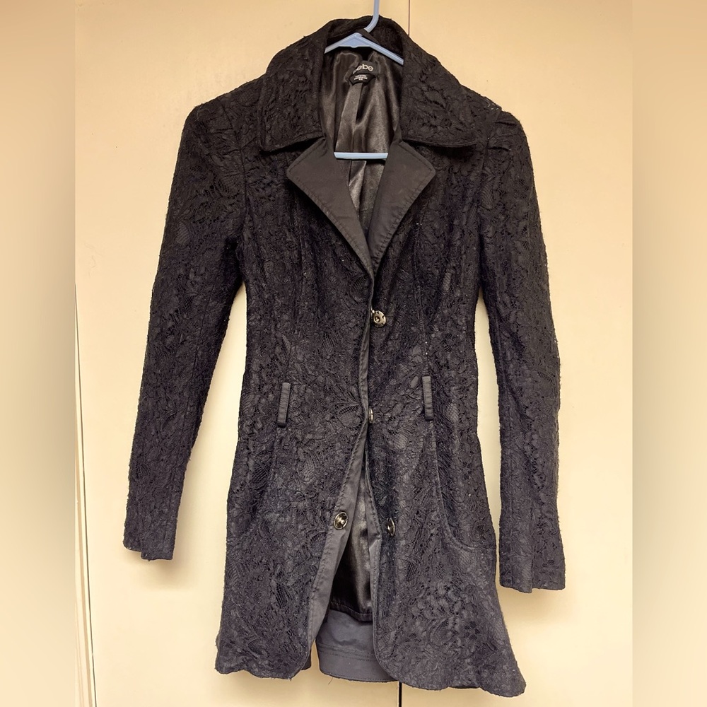 Bebe Black Lace Trench Coat